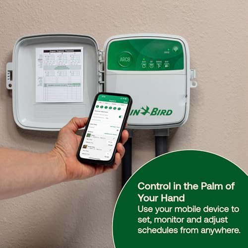 Rain Bird ARC8 App-Based Indoor/Outdoor Smart Irrigation WiFi Timer/Controller, 8-Zone/Station, EPA WaterSense Certified, Compatible with Alexa