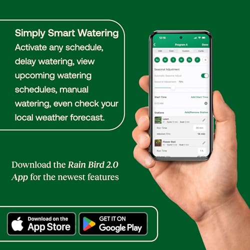 Rain Bird ARC8 App-Based Indoor/Outdoor Smart Irrigation WiFi Timer/Controller, 8-Zone/Station, EPA WaterSense Certified, Compatible with Alexa
