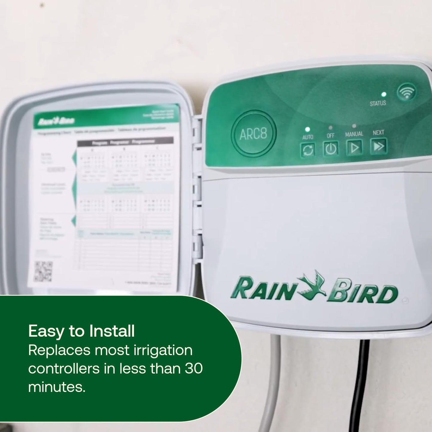 Rain Bird ARC8 App-Based Indoor/Outdoor Smart Irrigation WiFi Timer/Controller, 8-Zone/Station, EPA WaterSense Certified, Compatible with Alexa