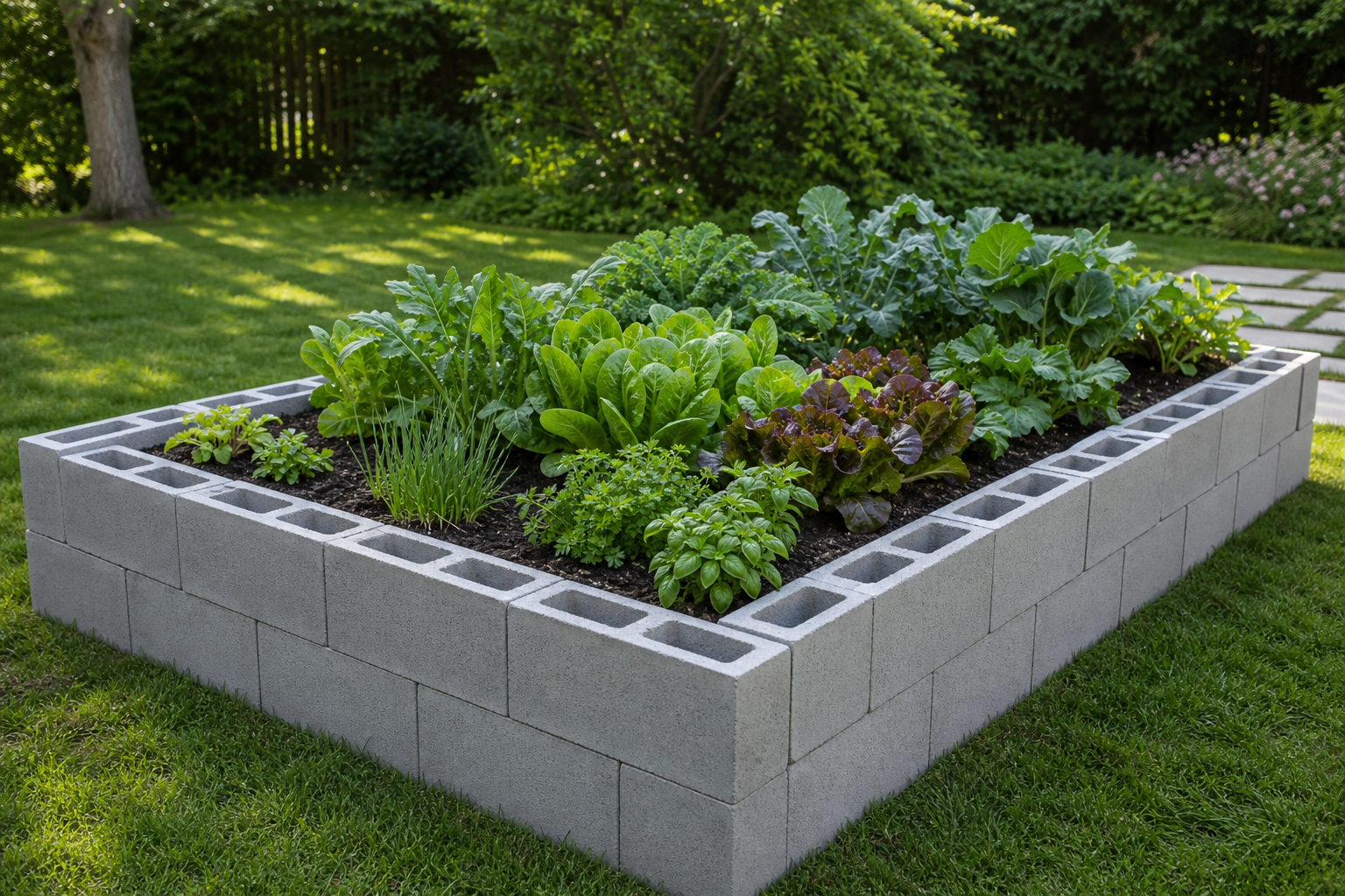 Cinder Block Raised Garden Bed